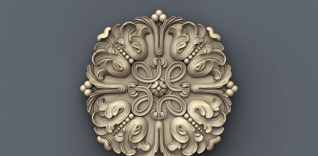 STL Format 3D Furniture , Doors Decoration Round - 010 - Extrusion and CNC