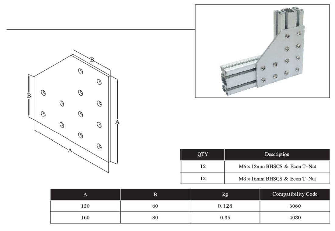 12L  Bolts Reinforcement Connection plate 6060 (12 L Joining plate)