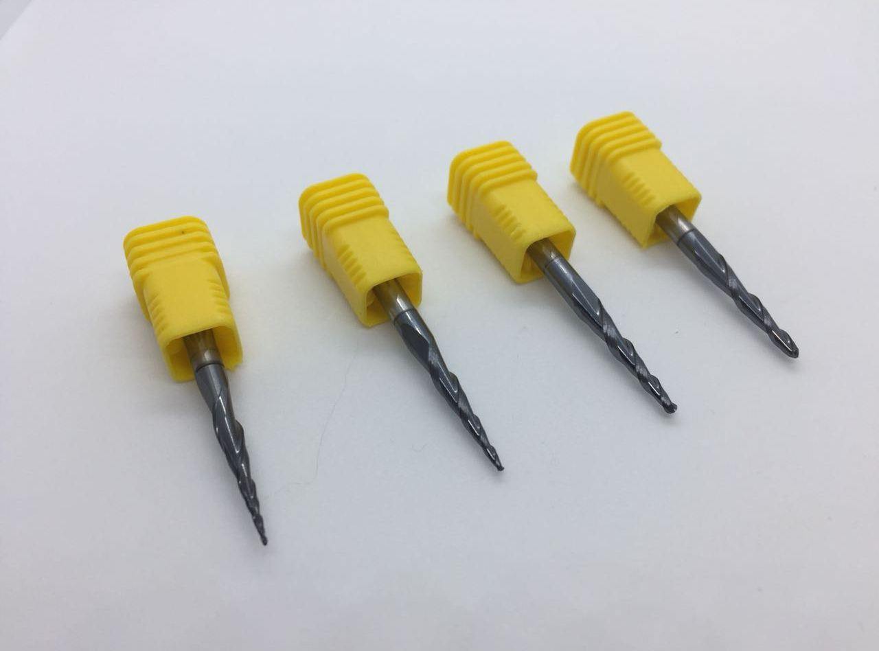 4PCS R0.25&amp;0.5&amp;0.75&amp;1.0mm 2F D4 L50 HRC55 Tungsten solid carbide Tapered Ball Nose End Mills bit - Extrusion and CNC