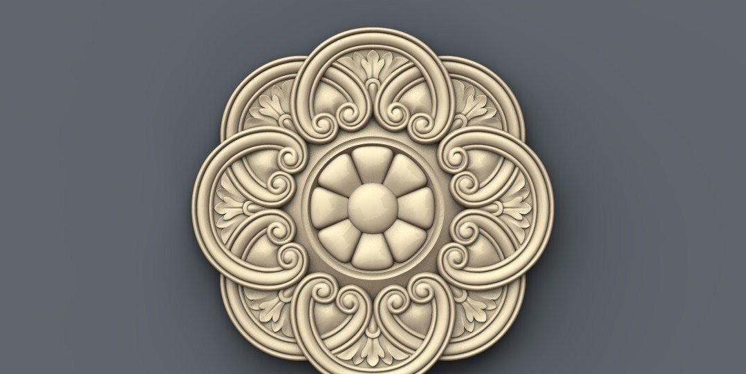 STL Format 3D Furniture , Doors Decoration Round - 033 - Extrusion and CNC