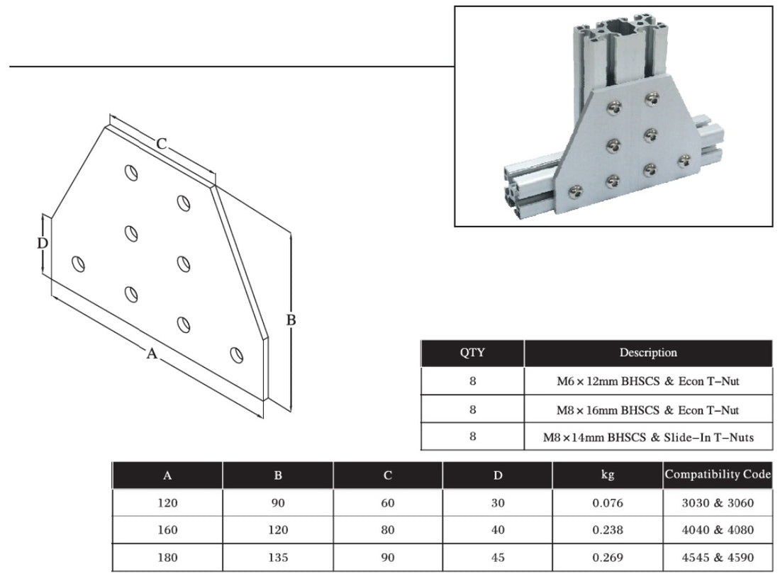 8T Bolts Reinforcement Connection plate   4080 (8 Tee Joining plate)