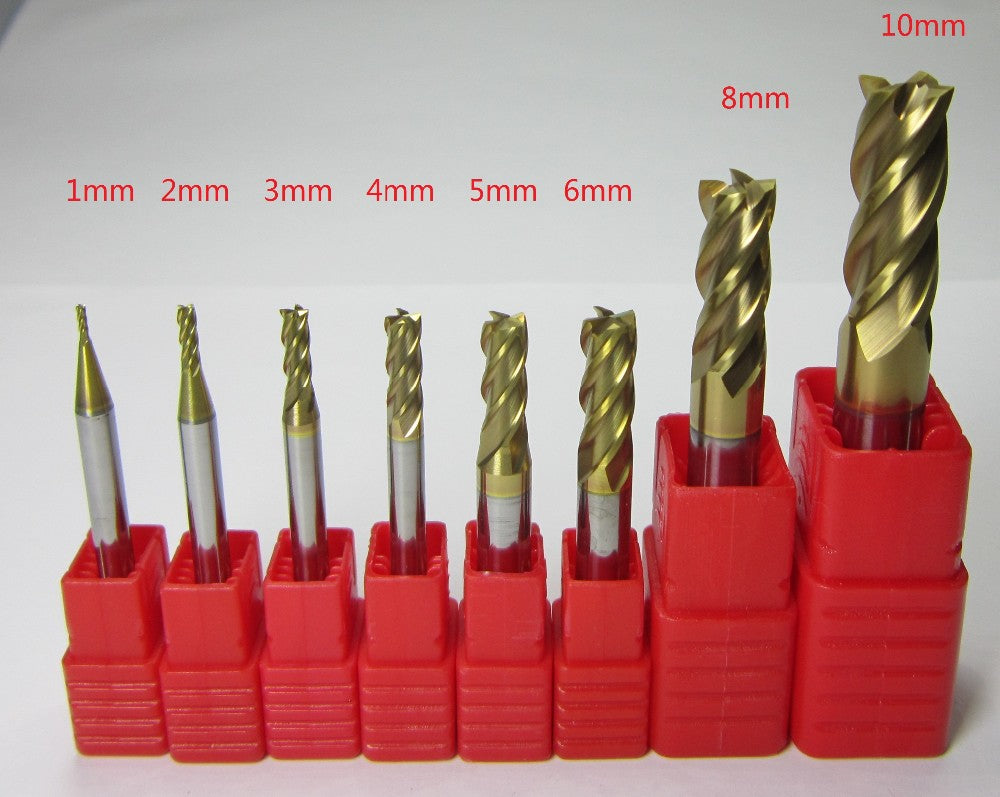 8PCS HRC62 4F Tungsten Carbide End Mills bit - extrusion-and-cnc