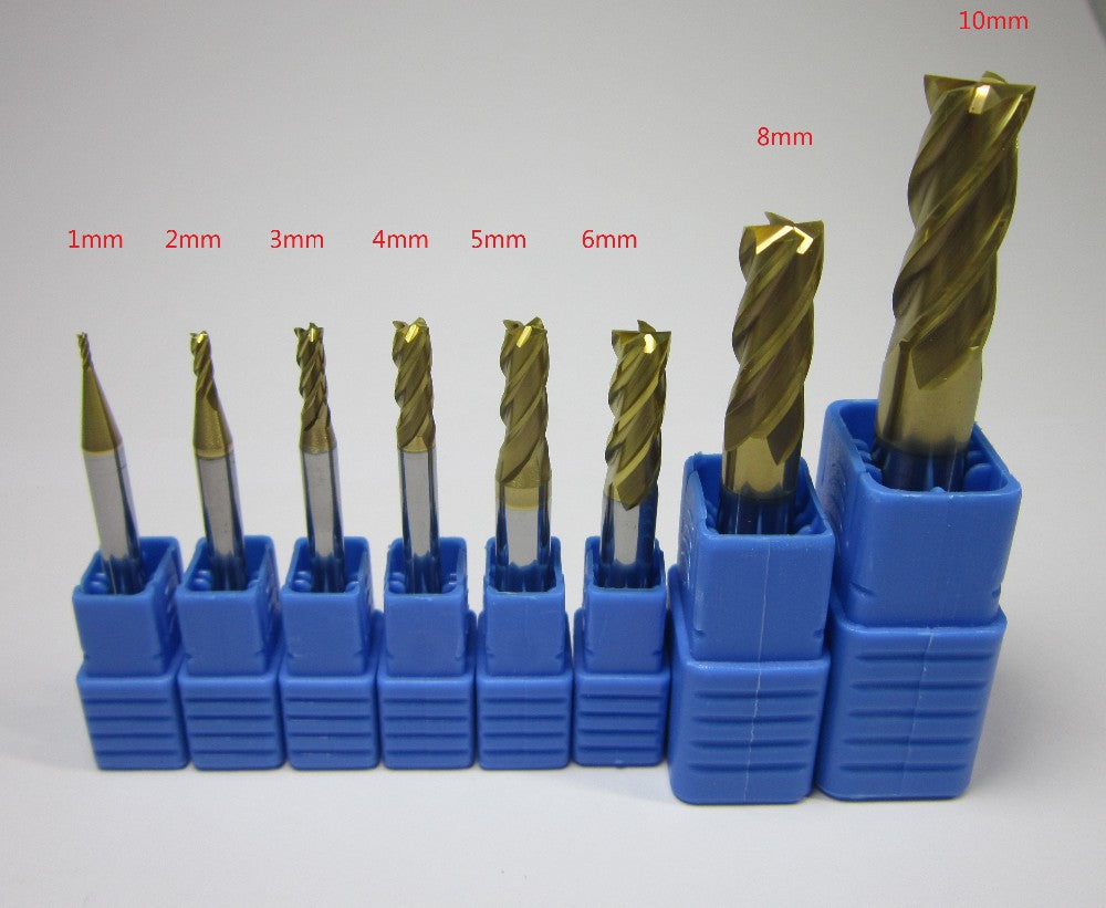 8PCS HRC58 4 flutes Tungsten Carbide End Mills milling cutter bit - extrusion-and-cnc