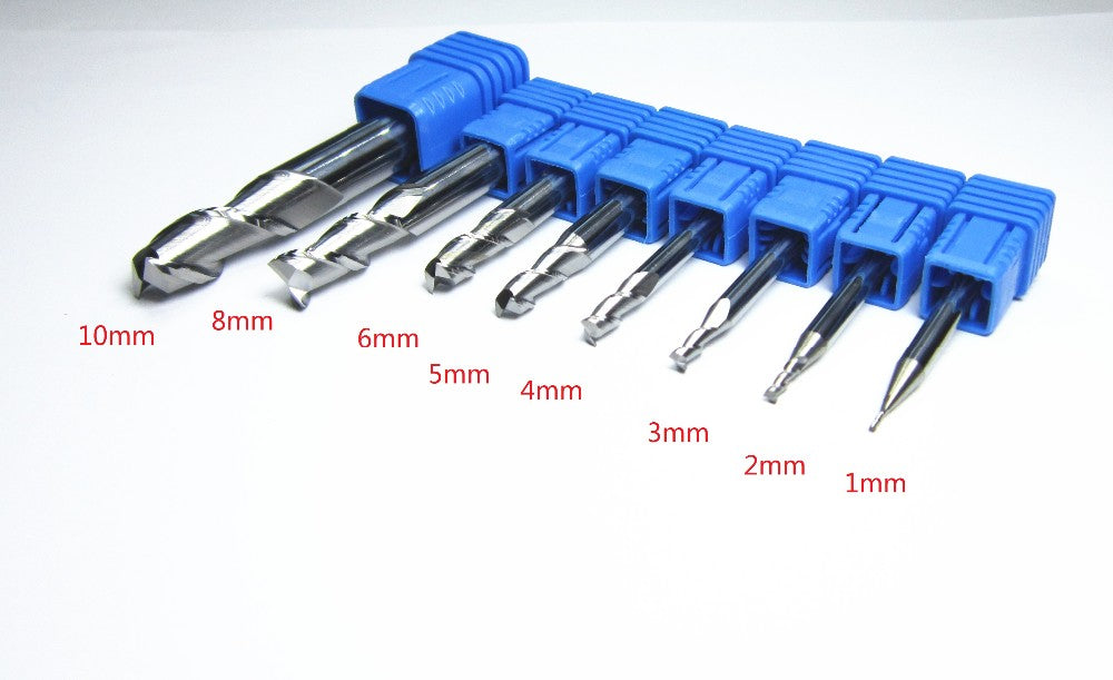 8PCS HRC45 2F for aluminium End Mill tungsten carbide milling cutter bit - extrusion-and-cnc