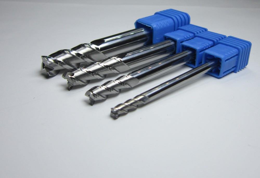 4PCS HRC45 3F for aluminium long shank L-75mm tungsten carbide end mills set bits - Extrusion and CNC