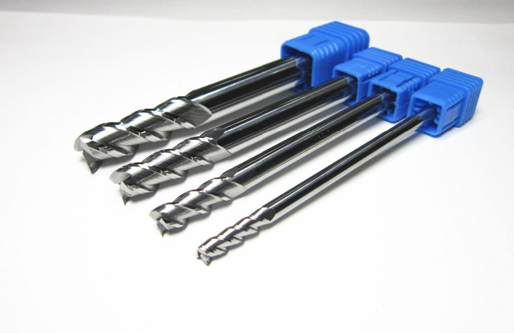 4PCS HRC45 3F for aluminium long shank L-100mm tungsten carbide end mills set bits - Extrusion and CNC