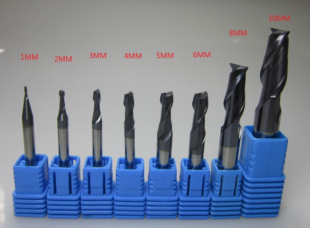8PCS HRC45 2F Tungsten Carbide End Mill milling cutter bit - extrusion-and-cnc