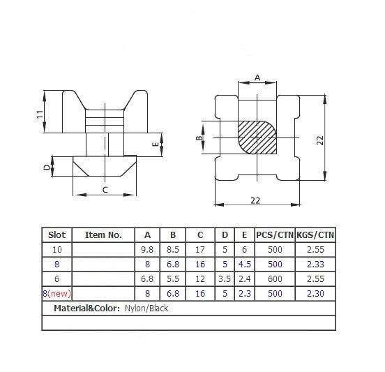 Cross Cable Binder ( Cable Clamp ) for extrusion T-Slot Aluminium slot 6 - Pack of 5 - Extrusion and CNC