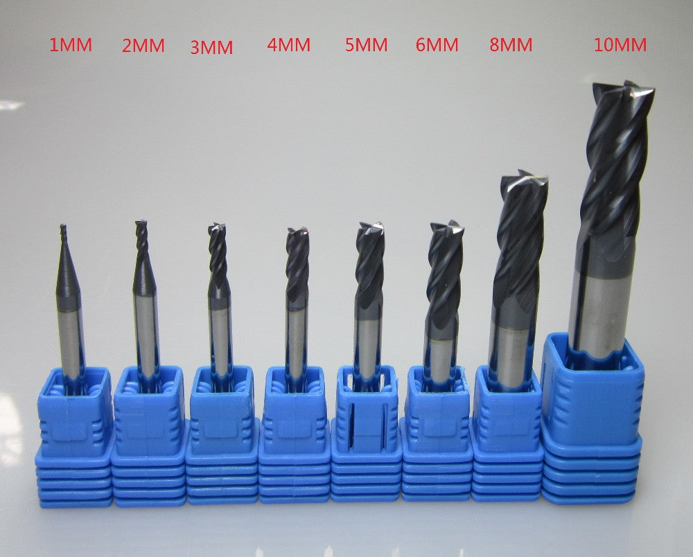 8PCS HRC45 4F for steel End Mill milling bit - extrusion-and-cnc