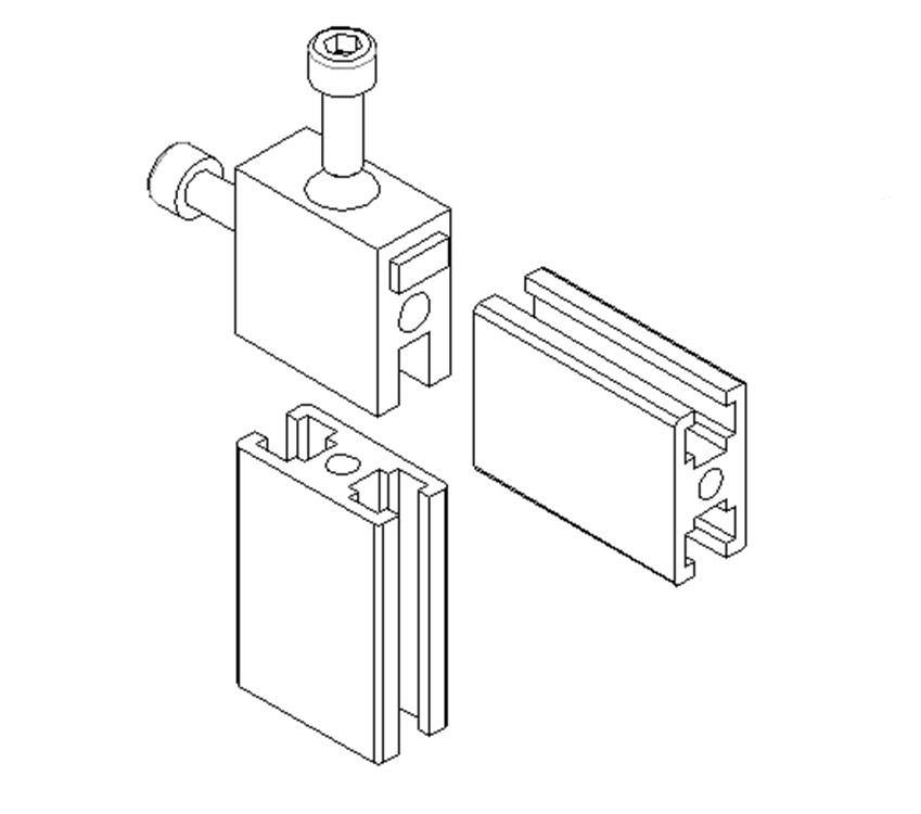1530 Corner Connector with Screws and Covers type A - Pack of 1 - Extrusion and CNC