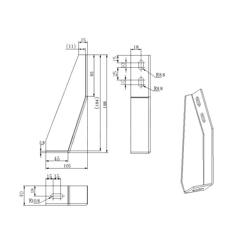 30 Series Gray Aluminium Profile Connection Fence Fixed Connection Bracket - left and right - Extrusion and CNC