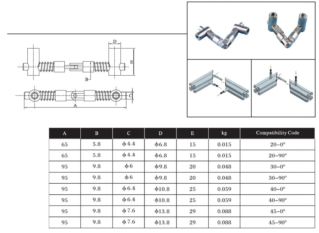 20 Series Double Head Anchor 0 - 180 Degree ( 0 Degree Central Adjustable Angle Connector)